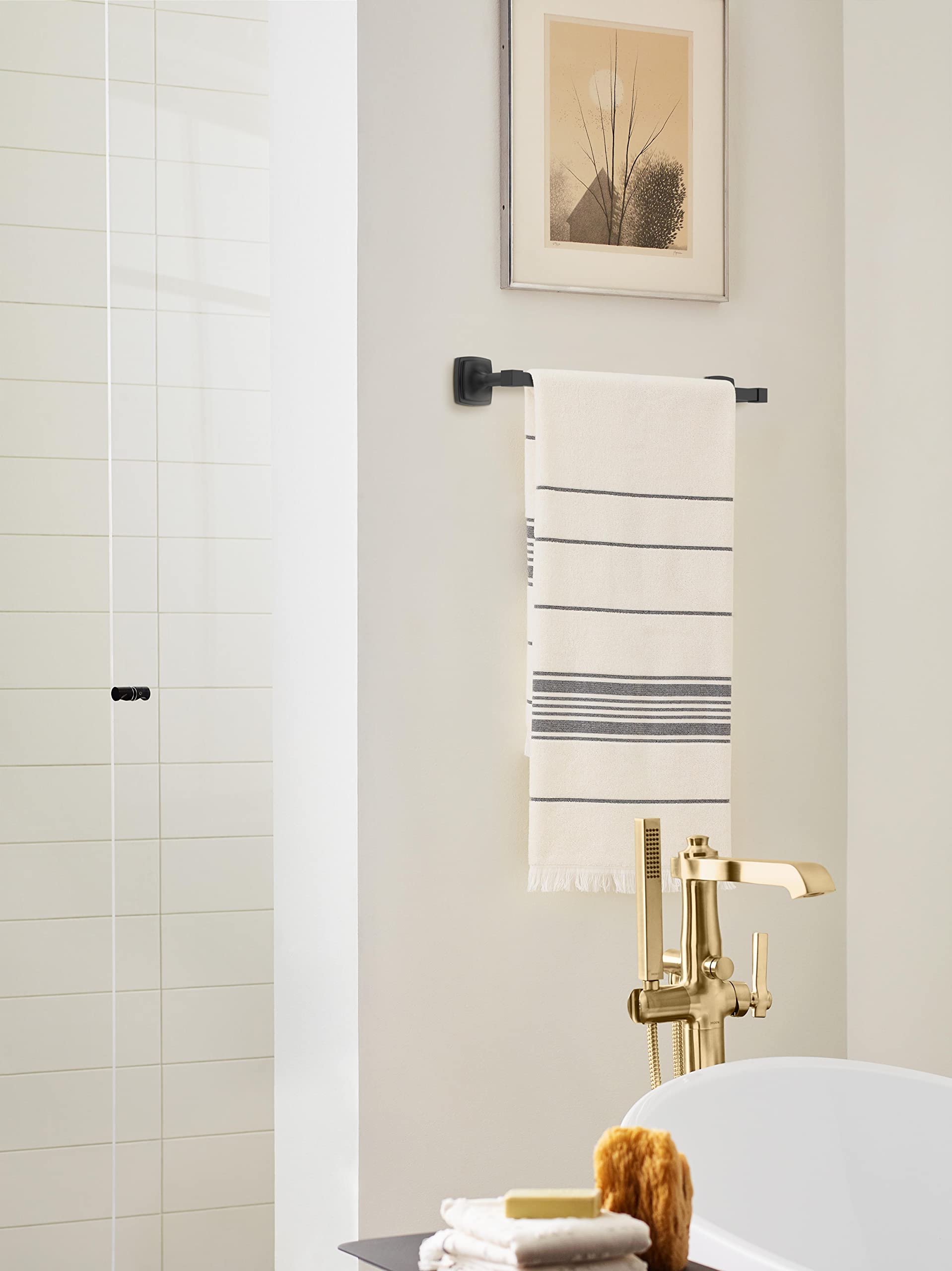 Amerock Bh36093Mb | Matte Black Towel Bar | 18 In (457 Mm) Towel Rack | Stature | Bathroom Towel Holder | Bathroom Hardware | Ba